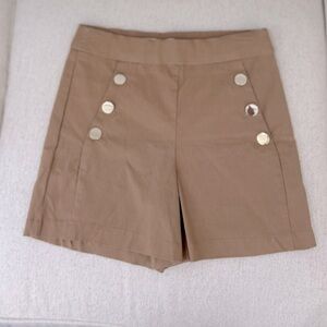 Jules & Leopold High Waisted Retro Pinup Stretch Shorts Tan Sailor Nautical